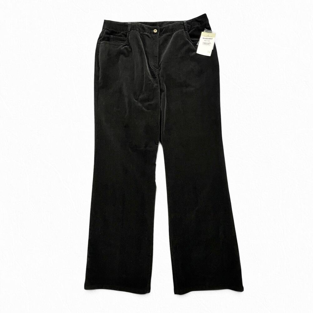 Susan Bristol Corduroy Pants Vintage Y2K Womens 14 Black Classic 1990s High Rise